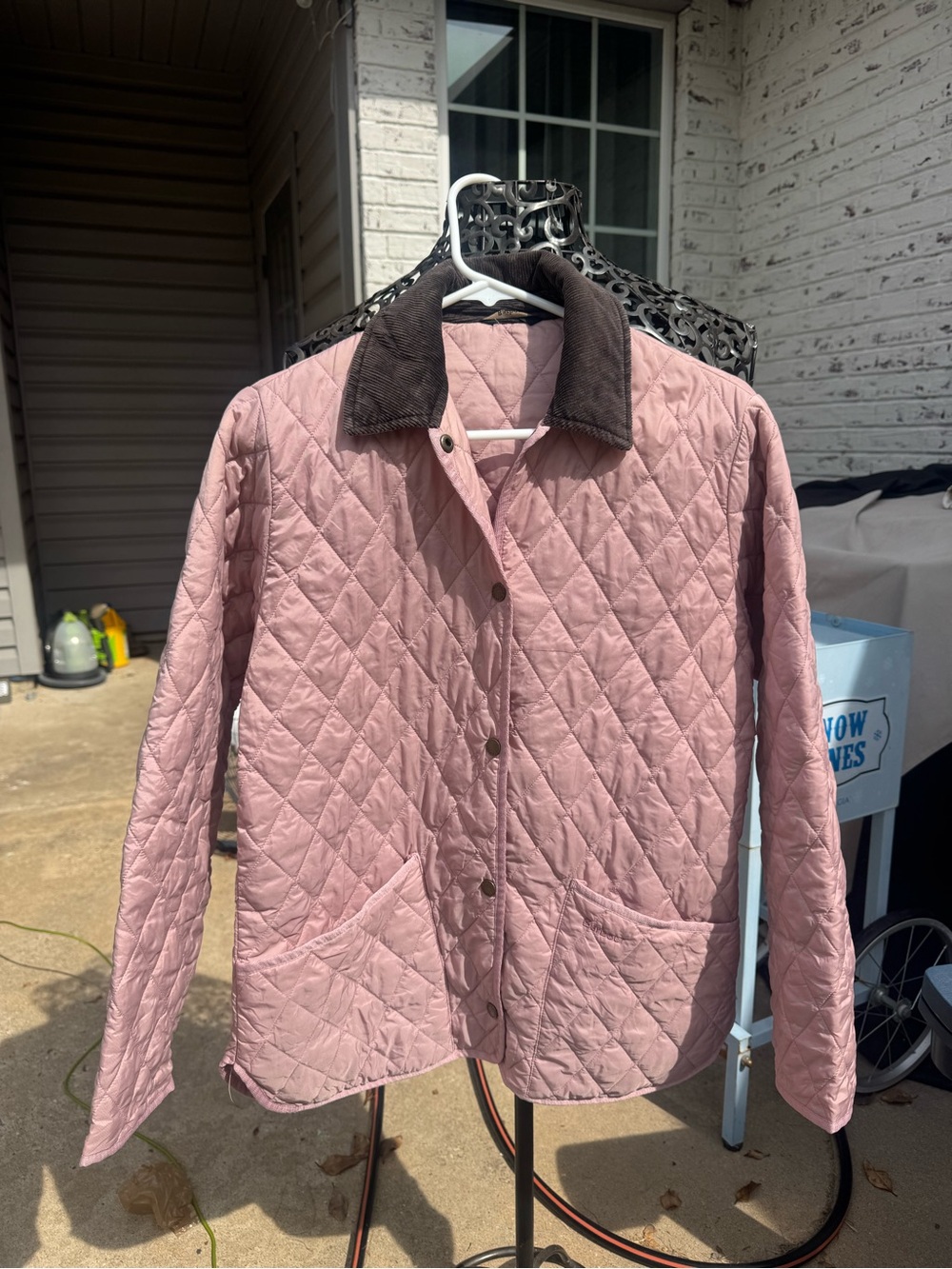 Barbour Liddesdale Quilted Jacket US 6 Women's brown Cord Collar excellent.